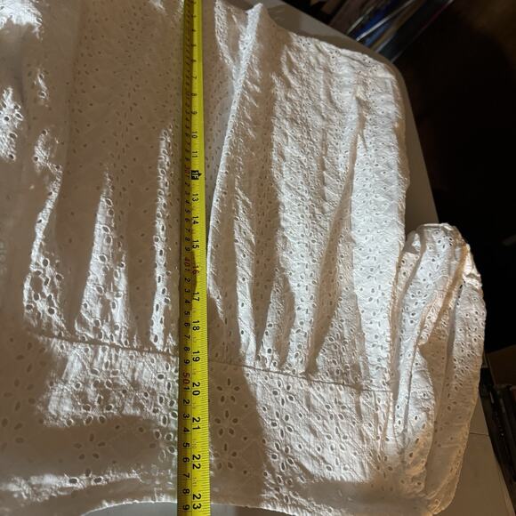 Draper James Eyelet Blouse XL Cottagecore Prairie Coastal Top Puff Sleeve - Picture 7 of 9